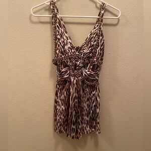 SKY Leopard Print Sleeveless Top Chain Detail Sz XS
